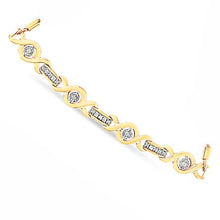 Load image into Gallery viewer, 14K Yellow Gold Plated .925 Sterling Silver Channel Set Diamond Accent Twist 4â€-10â€ Adjustable Bolo Bracelet (I-J Color, I3 Clarity)
