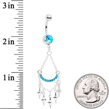 将图片加载到图库查看器，Aqua Gem Double Drama Chandelier Dangle Belly Ring
