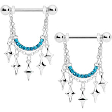 将图片加载到图库查看器，14G 9/16 Aqua Gem Drama Dangle Nipple Ring Set
