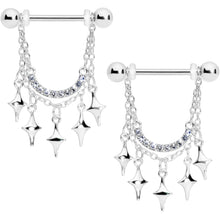 将图片加载到图库查看器，14G 9/16 Clear Gem Drama Dangle Nipple Ring Set
