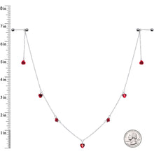 Load image into Gallery viewer, 14G 9/16 Red Rose Flower Valentine Dangle Nipple Chain
