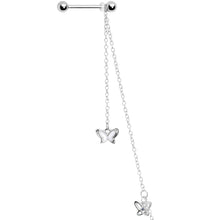将图片加载到图库查看器，14G 9/16 Clear Gem Butterfly Dangle Nipple Chain

