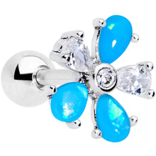 Load image into Gallery viewer, 16G 1/4 Aqua Faux Opal Flower Cartilage Tragus
