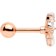 Load image into Gallery viewer, 16G 1/4 White Faux Opal Rose Gold Tone Flower Cartilage Tragus
