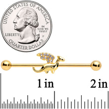 Load image into Gallery viewer, 14G Clear Gem Gold Tone Dragon Industrial Barbell 38mm
