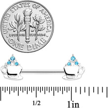 Load image into Gallery viewer, 14G 9/16 Aqua Gem Hot Cocoa Barbell Nipple Ring Set
