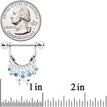 将图片加载到图库查看器，14G 5/8 Aqua Gem Moons Dangle Nipple Ring Set
