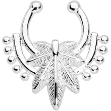 Load image into Gallery viewer, Ornate Pot Leaf Clip On Fake Septum Ring
