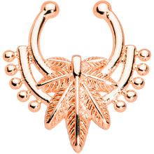 Load image into Gallery viewer, Rose Gold Tone Ornate Pot Leaf Clip On Fake Septum Ring
