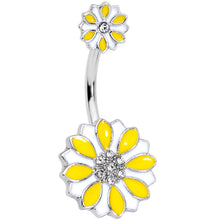 将图片加载到图库查看器，Aurora Gem Yellow White Flower Double Mount Belly Ring

