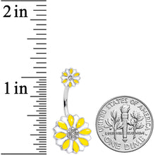 将图片加载到图库查看器，Aurora Gem Yellow White Flower Double Mount Belly Ring
