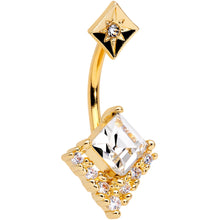 将图片加载到图库查看器，Clear CZ Gem Gold Tone Chevron Belly Ring
