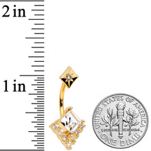 将图片加载到图库查看器，Clear CZ Gem Gold Tone Chevron Belly Ring
