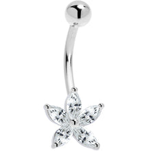 Load image into Gallery viewer, 16G Solid 14K White Gold Cubic Zirconia LILY Belly Ring
