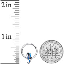 将图片加载到图库查看器，16G 3/8 Tiny Seahorse Nautical Hinged Segment Ring
