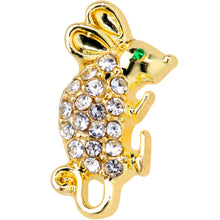 Load image into Gallery viewer, 16G 1/4 Clear Gem Gold Tone Mouse Cartilage  Tragus Earring
