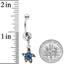 将图片加载到图库查看器，Clear Blue Gem Nautical Starfish Dangle Belly Ring
