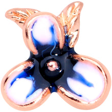 Load image into Gallery viewer, 16G 5/16 Rose Gold Tone Blue Tropical Flower Labret Monroe Tragus
