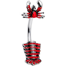 将图片加载到图库查看器，Red Nautical Lobster Double Mount Belly Ring
