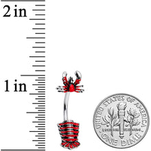 将图片加载到图库查看器，Red Nautical Lobster Double Mount Belly Ring
