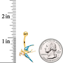 将图片加载到图库查看器，Clear CZ Gem Gold Tone Swallow Bird Belly Ring
