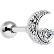 Load image into Gallery viewer, 16G 1/4 Clear CZ Gem Moon Heart Cartilage Earring

