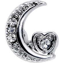 Load image into Gallery viewer, 16G 1/4 Clear CZ Gem Moon Heart Cartilage Earring
