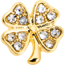 Load image into Gallery viewer, 16G 5/16 Clear Gem Gold Tone Shamrock Labret Monroe Tragus
