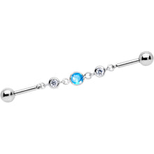 Load image into Gallery viewer, 14G Clear Aqua Gem Lovely Links Double Industrial Barbell 40mm
