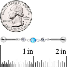 Load image into Gallery viewer, 14G Clear Aqua Gem Lovely Links Double Industrial Barbell 40mm
