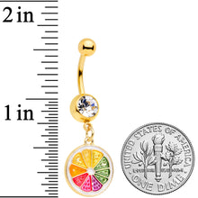 将图片加载到图库查看器，Clear Gem Gold Tone Rainbow Grapefruit Dangle Belly Ring
