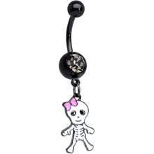 将图片加载到图库查看器，Clear Gem Skeleton Girl Halloween Dangle Belly Ring
