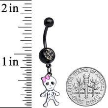 将图片加载到图库查看器，Clear Gem Skeleton Girl Halloween Dangle Belly Ring
