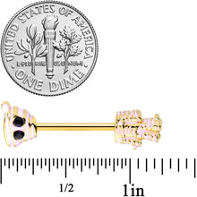 Load image into Gallery viewer, 14G 5/8 Black Gem Gold Tone Mummy Halloween Nipple Ring Set
