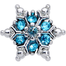 Load image into Gallery viewer, 16G 5/16 Aqua CZ Gem Snowflake Christmas Labret Monroe Tragus

