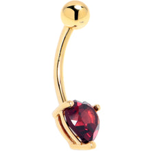 Load image into Gallery viewer, 16G Solid 14K Yellow Gold Genuine Garnet Heart Solitaire Belly Ring
