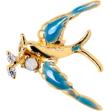 Load image into Gallery viewer, 16G 5/16 White Faux Opal Gold Tone Swallow Bird Labret Tragus
