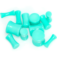 Load image into Gallery viewer, Aqua Acrylic Saddle Plug Set 8G to 00G
