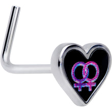Load image into Gallery viewer, 20G 5/16 Lesbian Love Heart L-Shaped Nose Ring
