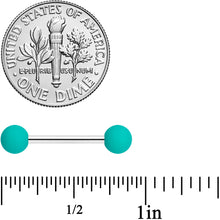 将图片加载到图库查看器，14G 9/16 Thoroughly Teal Matte Barbell Nipple Ring Set
