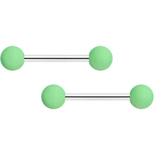Load image into Gallery viewer, 14G 9/16 Mint Green Matte Barbell Nipple Ring Set
