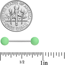 Load image into Gallery viewer, 14G 9/16 Mint Green Matte Barbell Nipple Ring Set
