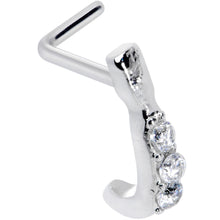 将图片加载到图库查看器，20G 5/16 Clear CZ Gem Trio Graceful Faux Hoop L Shaped Nose Ring
