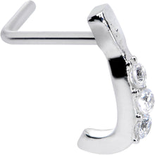 将图片加载到图库查看器，20G 5/16 Clear CZ Gem Trio Graceful Faux Hoop L Shaped Nose Ring
