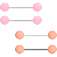 Load image into Gallery viewer, 14G 9/16 Pink Peach Matte Barbell Nipple Ring Set of 4
