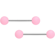 Load image into Gallery viewer, 14G 9/16 Pink Peach Matte Barbell Nipple Ring Set of 4
