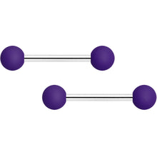 Load image into Gallery viewer, 14G Purple Peach Matte Barbell Nipple Ring Set of 4
