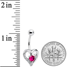 Load image into Gallery viewer, Clear Hot Pink Gem Swirling Heart Valentines Day Belly Ring
