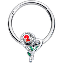 将图片加载到图库查看器，16G 3/8 Green Gem Snake Heart Rose Flower Hinged Segment Ring
