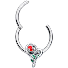 将图片加载到图库查看器，16G 3/8 Green Gem Snake Heart Rose Flower Hinged Segment Ring
